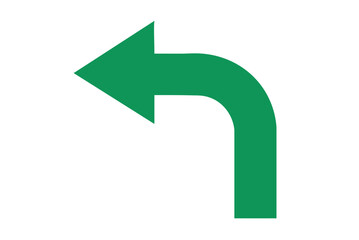 Green arrow pointing left with a curve
