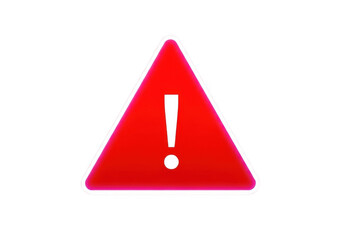 Red warning triangle symbol with exclamation mark for alert and cautionary messages transparent background