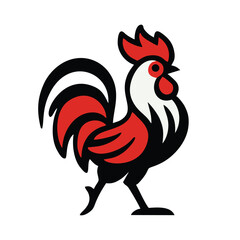 Stylized Rooster Crowing Mascot Logo Icon