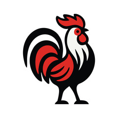 Stylized Rooster Crowing Mascot Logo Icon