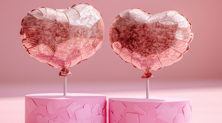 pink heart in a glass