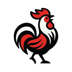 Stylized Rooster Crowing Mascot Logo Icon