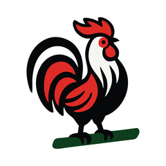 Stylized Rooster Crowing Mascot Logo Icon