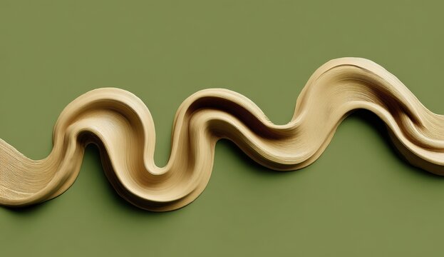 Abstract golden wavy lines on a muted olive green background - Powered by Adobe