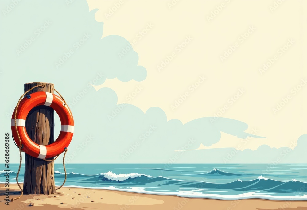 Poster lifering bracket with a blank face on a dock post by the beach