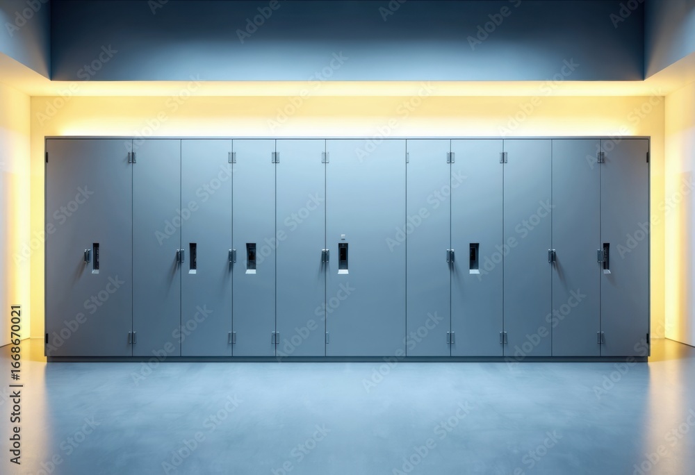 Poster exhibit case with blank panels and secure locks for display purposes