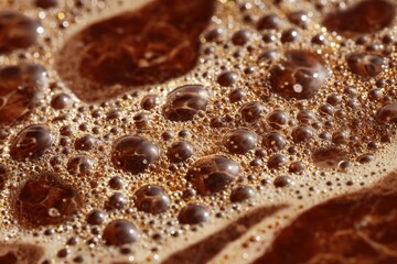 Close-up view of foamy liquid bubbles