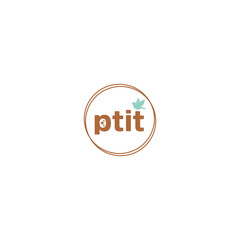 Minimalist logo featuring the word ptit inside a circle isolated on white background
