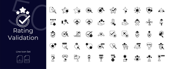 Rating Validation Duotone Editable Icons set. Vector illustration in modern thin duotone style of Rating Validation icons: review, evaluation, confirmation, etc