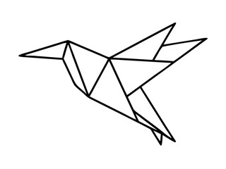 Flying origami paper hummingbird or colibri isolated on white background. National Bird Day. One single line drawing of cute creative hummingbird origami paper. Simple origami bird vector art See Less