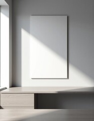 Blank counter shield panel displayed on a modern desk in a bright room
