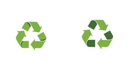 Obraz premium Green recycling symbols on a white background for environmental conservation