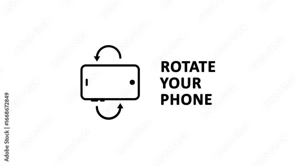 Poster smart rotate phone sign, rotate your phone icon animation .simple technology 360 degree rotation fla