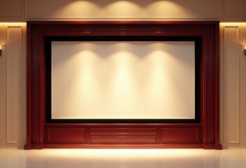 Fototapeta premium Blank cinema cabinet front with elegant guard and soft lighting