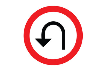 Red u turn arrow inside a circle on dark blue background