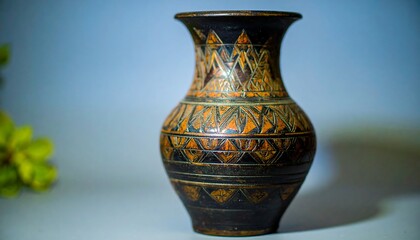 Ornate dark vase with intricate design