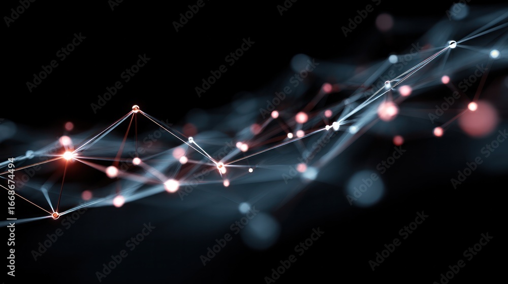 Poster connected network: a digital network of interconnected nodes, symbolizing global connection and data