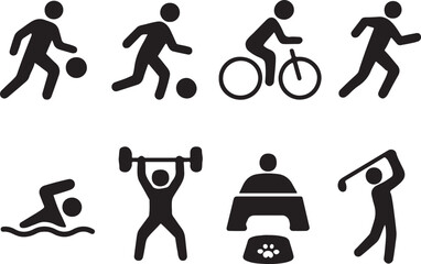 Fototapeta premium A set of sports icons featuring a black silhouette of a person jumping a BMX bicycle for an extreme stunt