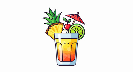 A vibrant tropical cocktail in a glass.