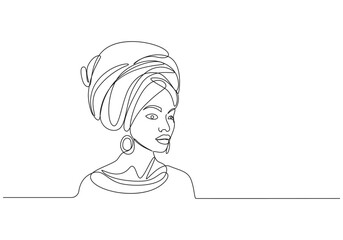 Continuous one line drawing African women