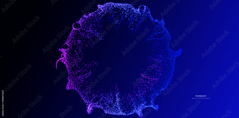 Poster artificial intelligence dot tech background. a.i. big data dotted round banner. futuristic ai circle