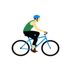 Naklejka premium Active man riding bicycle outdoors enjoying healthy lifestyle outdoor cycling sport and recreation activity white background
