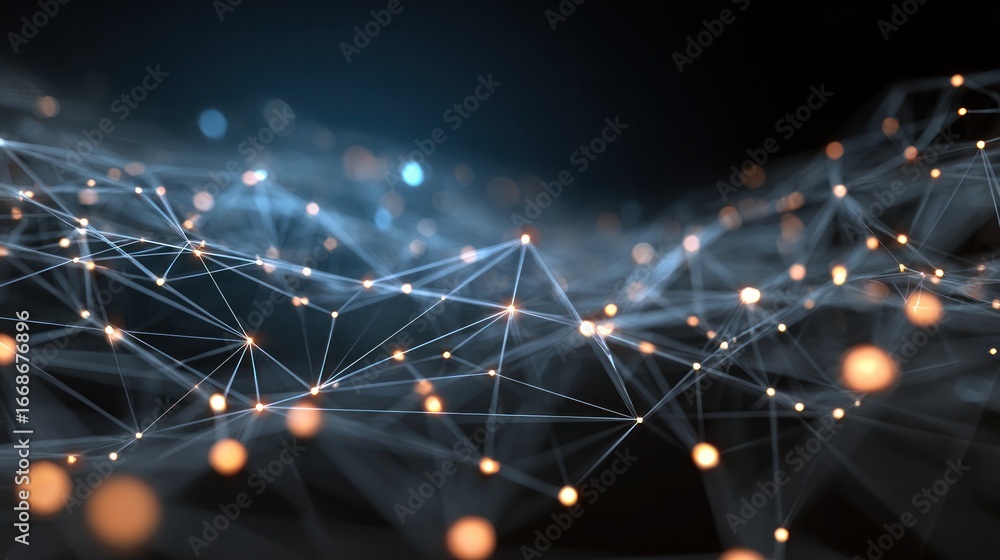 Poster digital network: a captivating visualization of interconnected data, showcasing a complex web of dig
