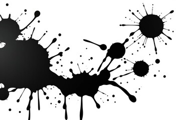 Black paint splatter silhouette, vector texture overlay on white  Water splash effect, dark, pattern