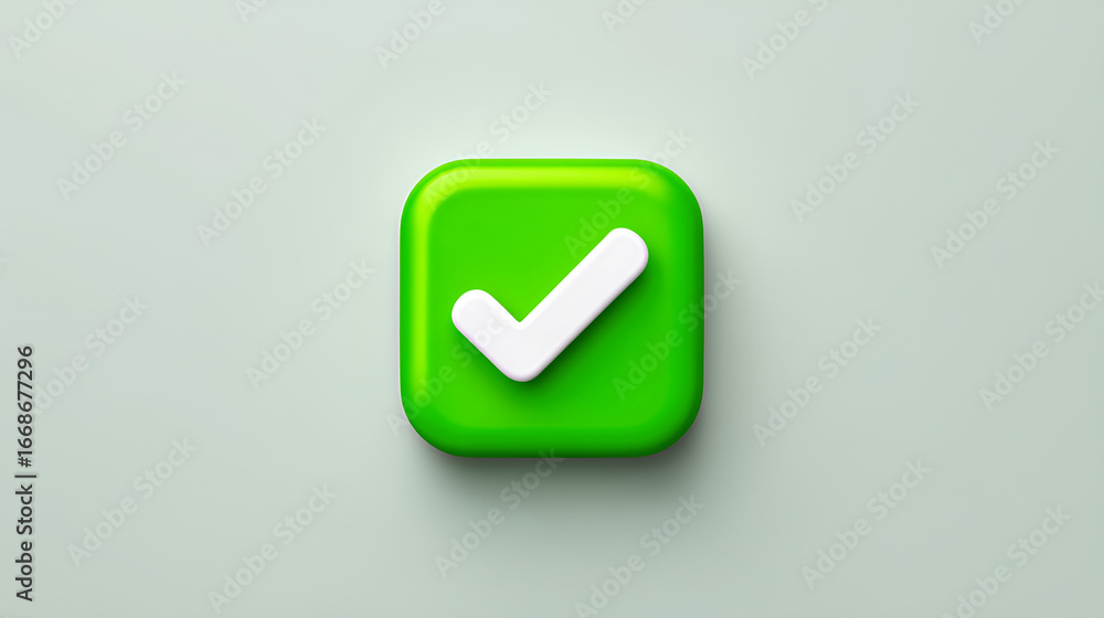 Poster green checkmark check mark icon checklist flat web app logo website ui design right tick ok illustra