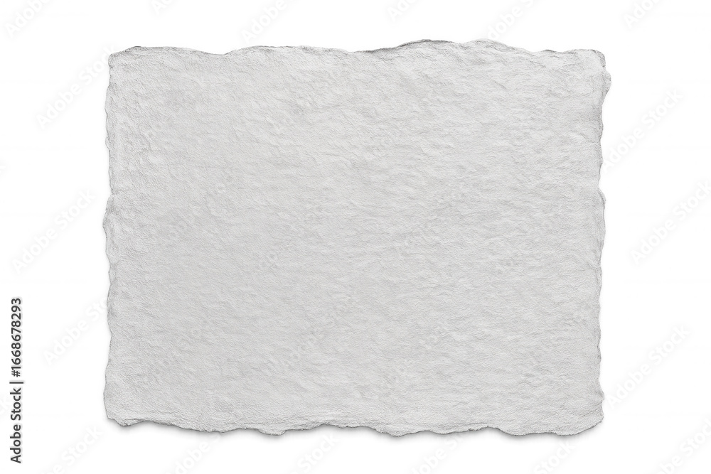 Poster torn-edge white textured paper sheet, isolated on transparent backdrop, offering clean design worksp