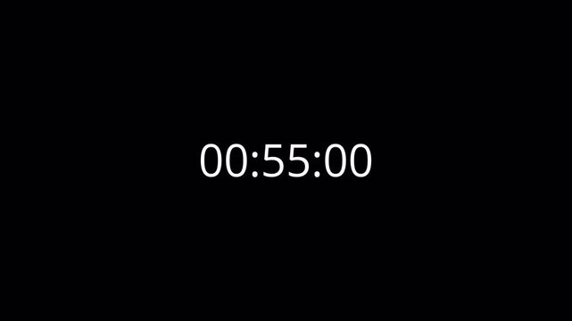  one hour countdown timer in sixty seconds, 1 hour countdown timer animation in one minute on a transparent background in 4k