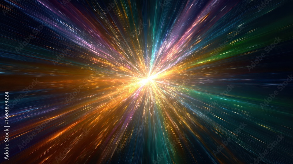 Poster burst of energy: an abstract and mesmerizing view of a powerful energy burst, radiating outward in a