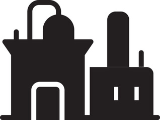 Industrial building factory icon set.Factory and industrial vector line icon.Industry power, chemical manufacturing building warehouse nuclear energy plant.Industrial building, factory and power plant