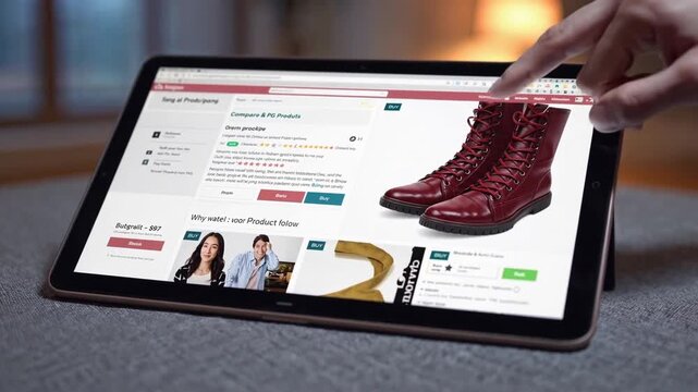E-Commerce Shopping Concept Showing Tablet Computer with Online Supermarket App
