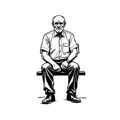 Contemplative senior man sitting on bench rendering a sense of reflection on life's journey