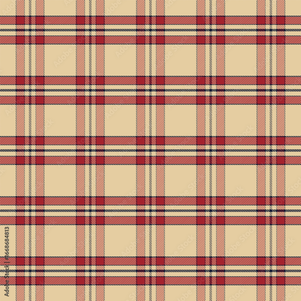 Wall mural plaid with twill weave repeat pattern.gingham seamless pattern in light brown and red for autumn.che