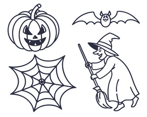 Fototapeta premium halloween-icon-set-vector---line-art-symbols-for-u.eps