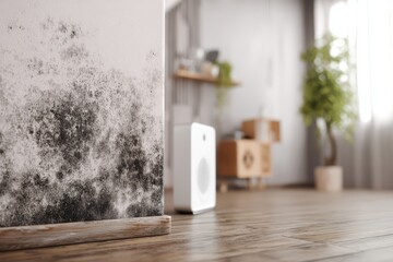 black mold on the wall in the living room