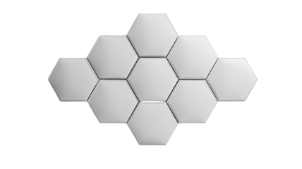 Geometric honeycomb pattern of white hexagonal tiles