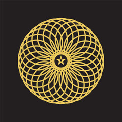 Logo icon ornamental mandala design in gold color. Vector set of arabic oriental retro indian circular mandala patterns. Mandala design. silhouette mandala set collection on white background. 