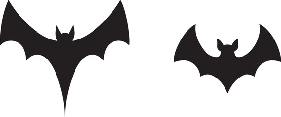 bat black silhouette icon Pair Stylized Vector Icons with Sharp and Rounded Wing Design perfect for  jungle animals bat nature, wildlife, rainforest, vector art