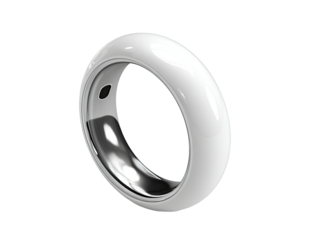 Sleek white ring with a metallic inner band