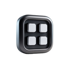 3D metallic square icon with four white squares