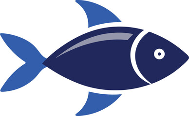 Simple minimalist dark blue fish icon vector illustration scalable graphic