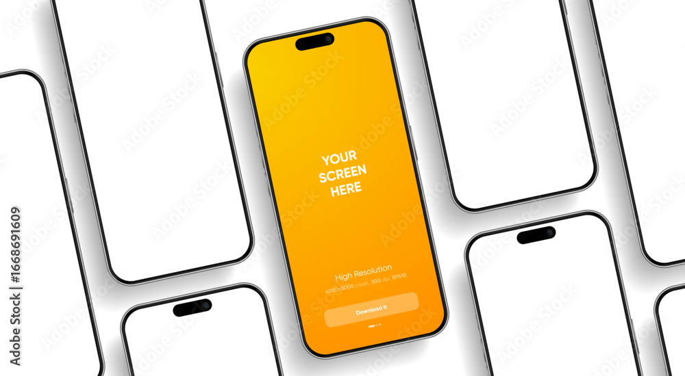 Poster realistic smartphone mockup. mobile phone vector with isolated on white background. device front vie