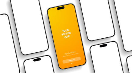 Realistic smartphone mockup. Mobile phone vector with isolated on white background. Device front view. 3D mobile phone with shadow. Realistic, high quality smart phone mockup for ui ux presentation.
