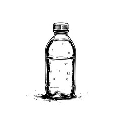 Refreshed hydration still life transparent beverage sketch bottle filled with purity fresh water