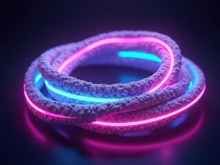 Obraz premium Illuminated Coil of Rope Featuring Neon Glow