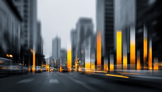 Fototapeta Blurred urban cityscape at twilight