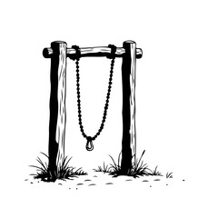 Rustic charm captures old wooden frame displaying bead necklace with an enigmatic pendant